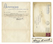 Stan Laurel Letter Signed With His Full Signature -- My heartiest congratulations on your marital plans...